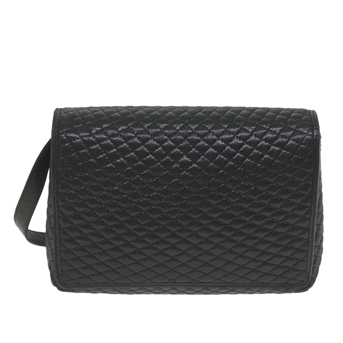 BALLY Quilted Shoulder Bag Leather Black Auth bs10058