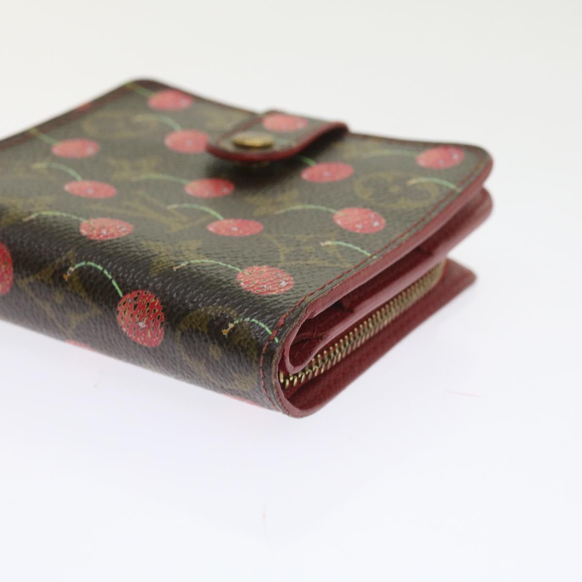 LOUIS VUITTON Monogram Cherry Compact Zip Bifold Wallet M95005 LV Auth bs10072