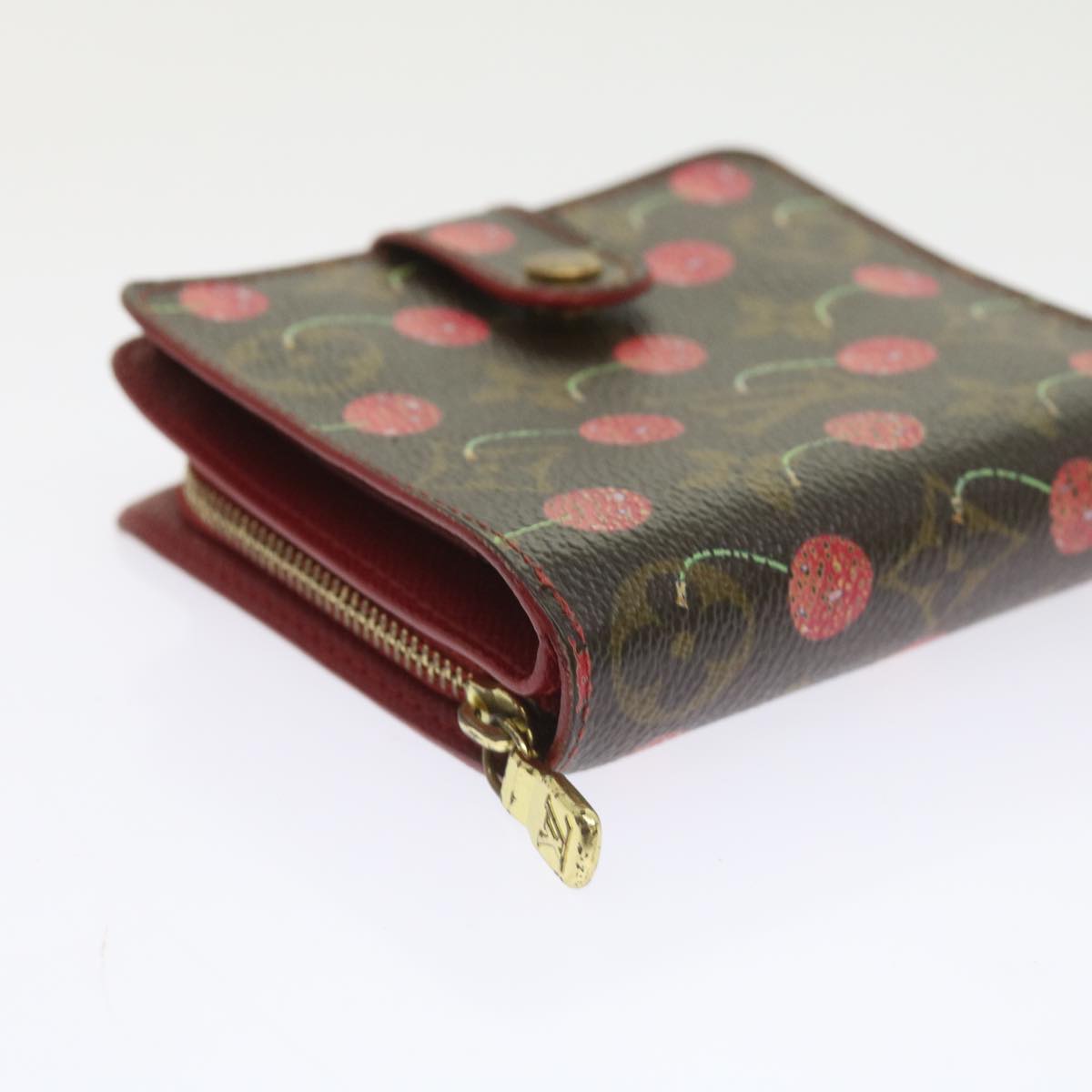 LOUIS VUITTON Monogram Cherry Compact Zip Bifold Wallet M95005 LV Auth bs10072