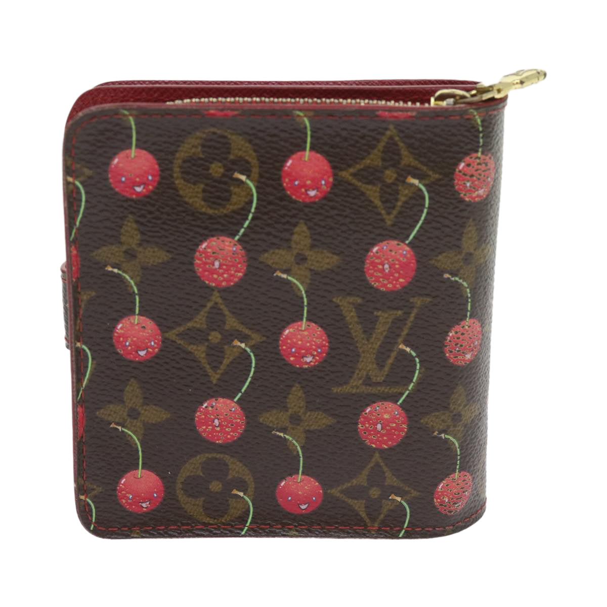 LOUIS VUITTON Monogram Cherry Compact Zip Bifold Wallet M95005 LV Auth bs10072