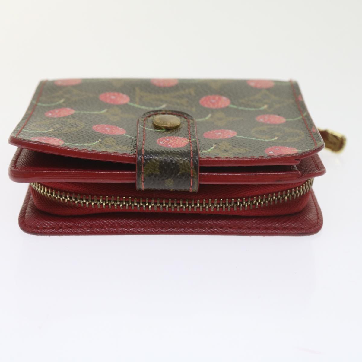 LOUIS VUITTON Monogram Cherry Compact Zip Bifold Wallet M95005 LV Auth bs10072