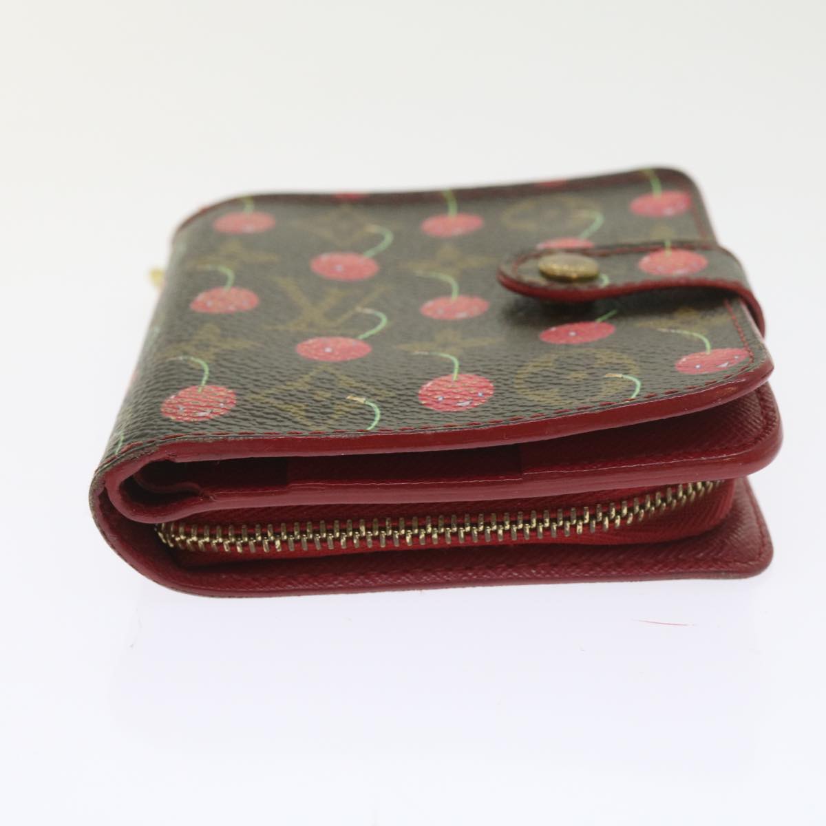 LOUIS VUITTON Monogram Cherry Compact Zip Bifold Wallet M95005 LV Auth bs10072