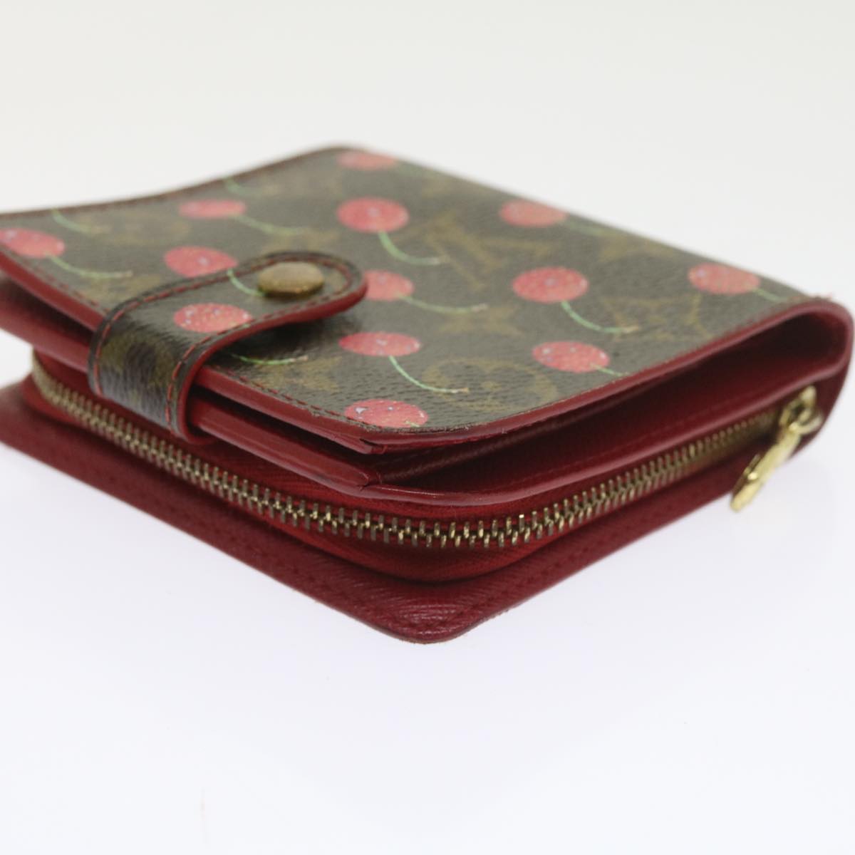 LOUIS VUITTON Monogram Cherry Compact Zip Bifold Wallet M95005 LV Auth bs10072