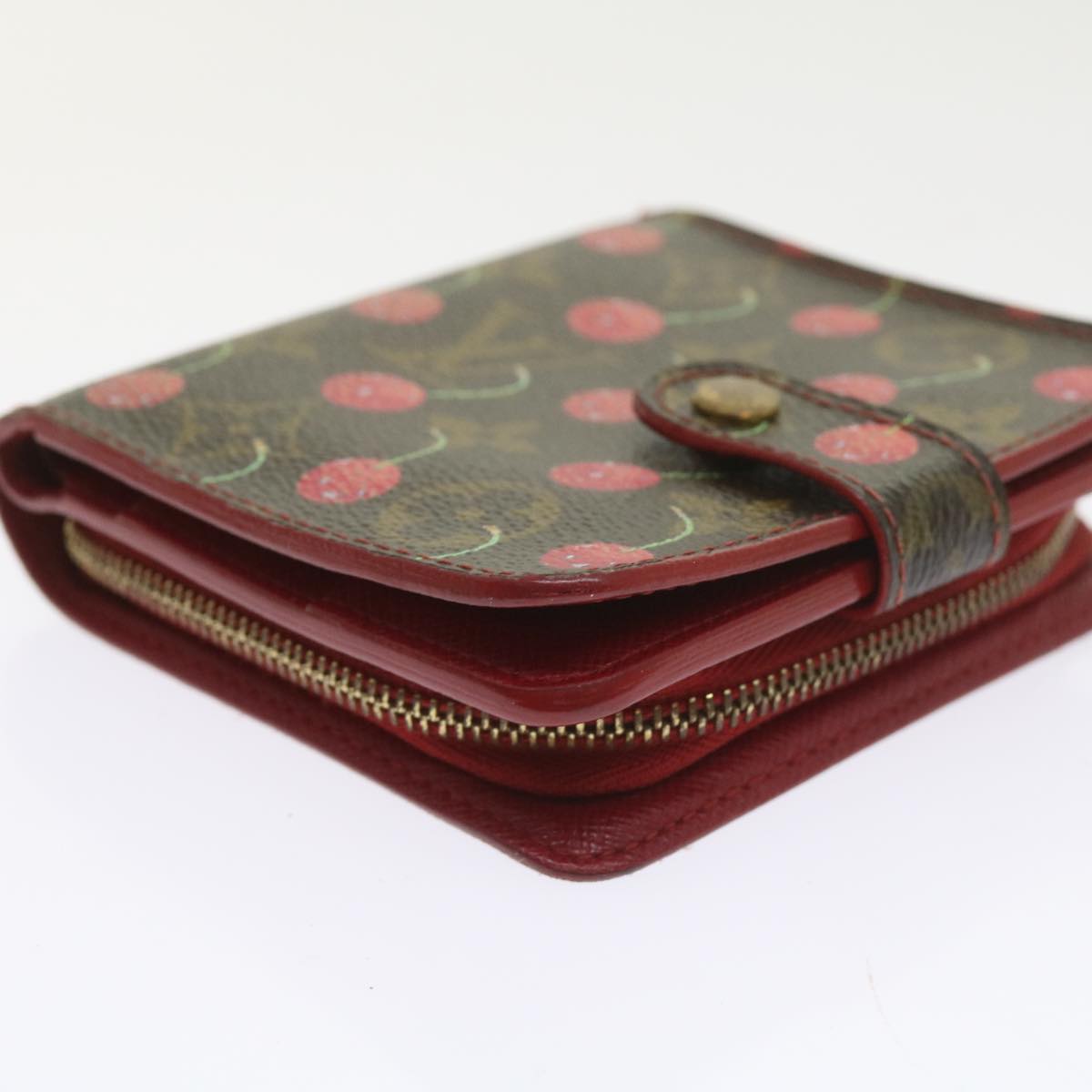 LOUIS VUITTON Monogram Cherry Compact Zip Bifold Wallet M95005 LV Auth bs10072