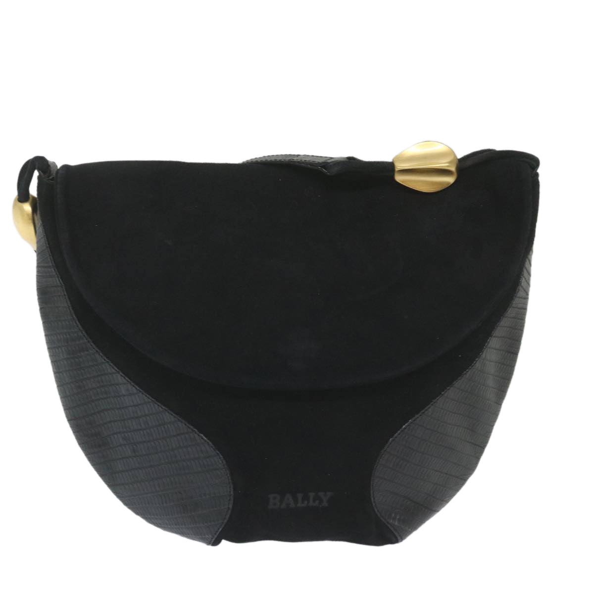 BALLY Shoulder Bag Suede Black Auth bs10093