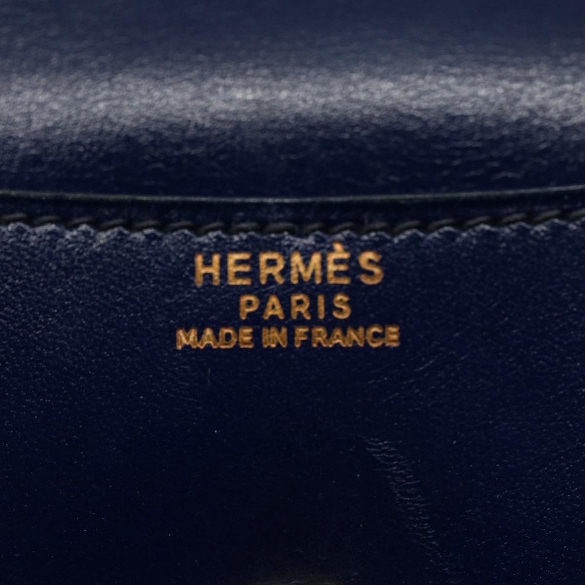 HERMES Clutch Bag Leather Blue Auth bs10101