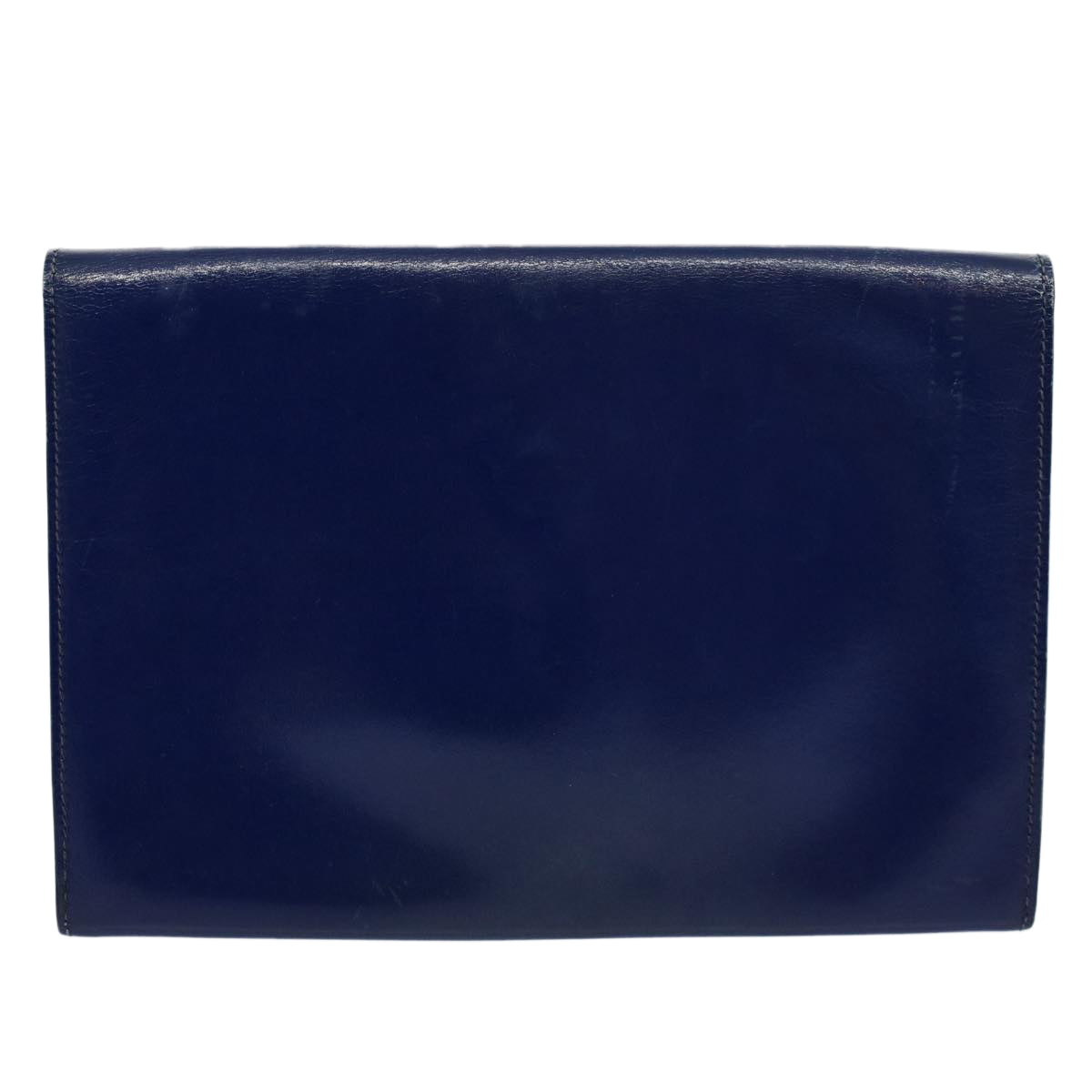 HERMES Clutch Bag Leather Blue Auth bs10101