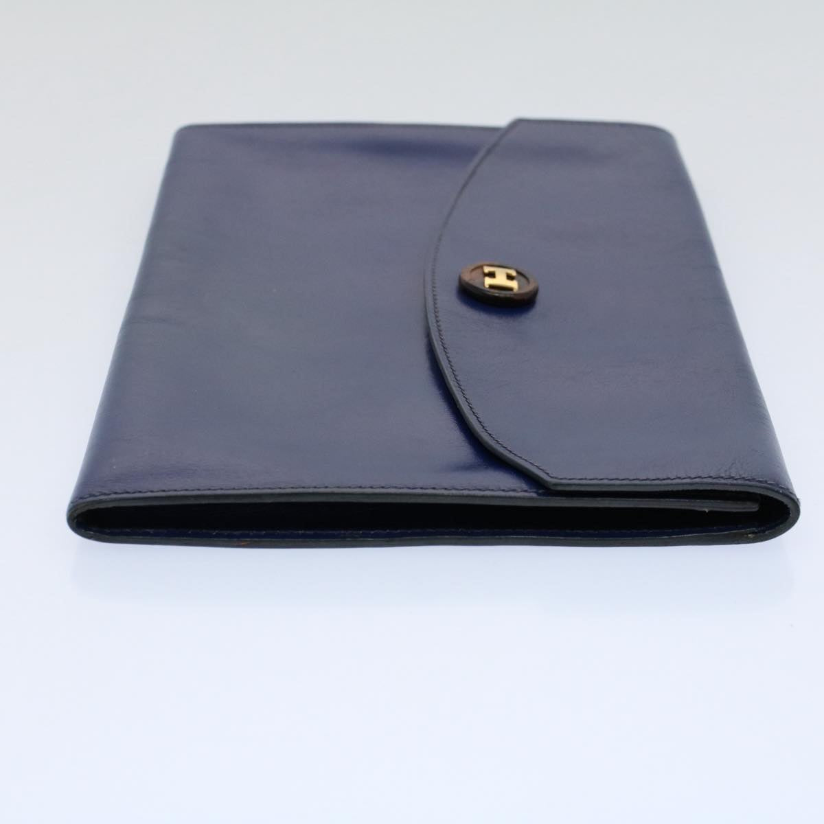 HERMES Clutch Bag Leather Blue Auth bs10101