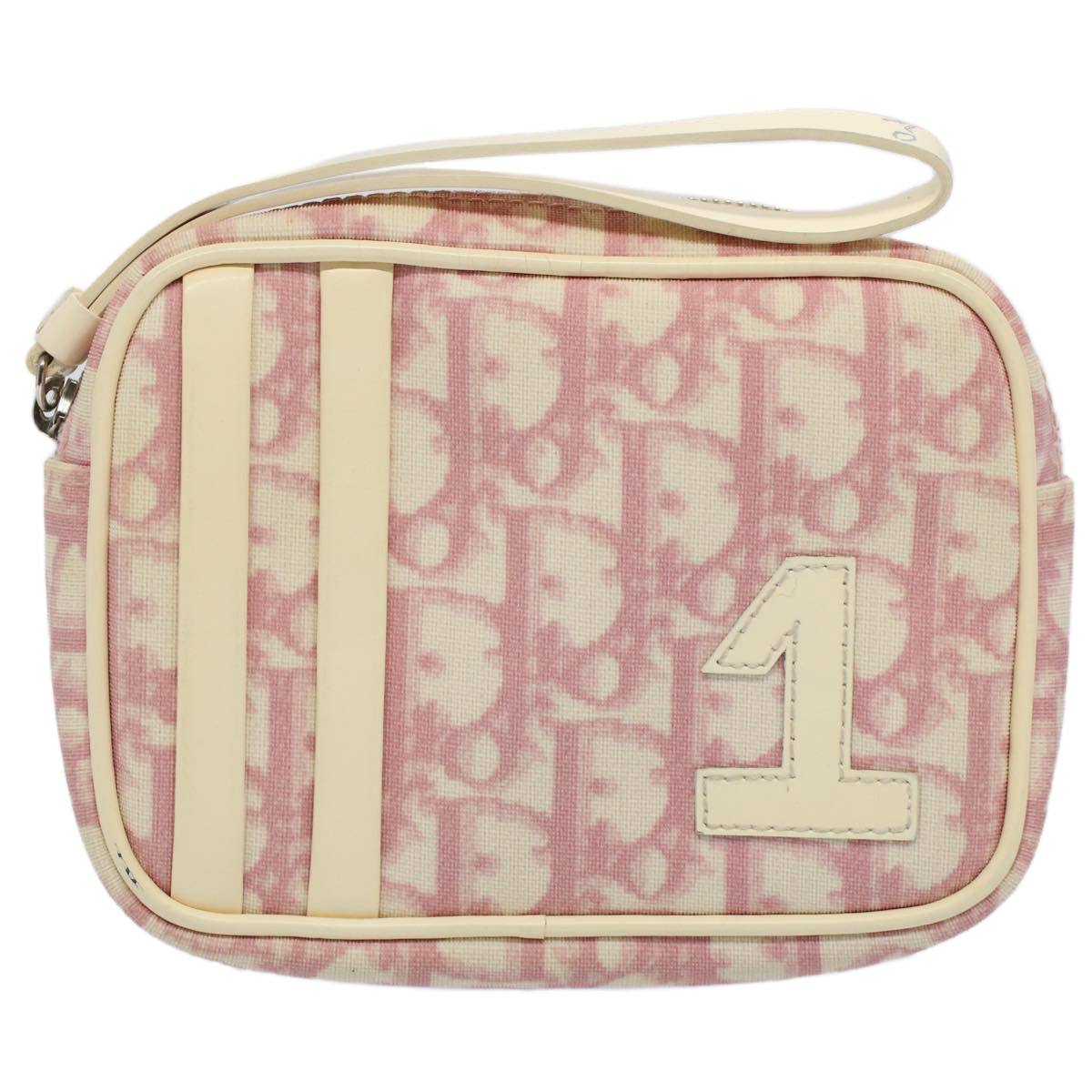 Christian Dior Trotter Canvas Pouch Pink Auth bs10148