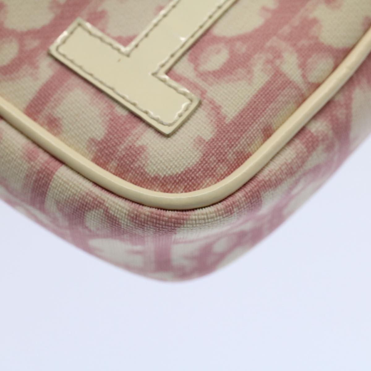 Christian Dior Trotter Canvas Pouch Pink Auth bs10148