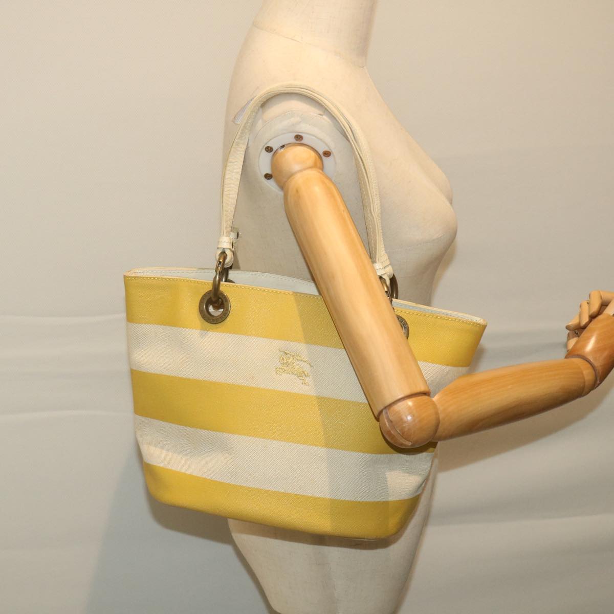 BURBERRY Blue Label Tote Bag Canvas Yellow Auth bs10173