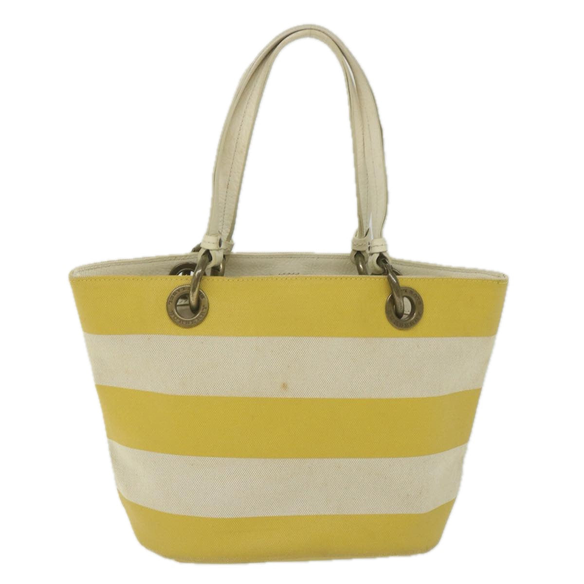 BURBERRY Blue Label Tote Bag Canvas Yellow Auth bs10173