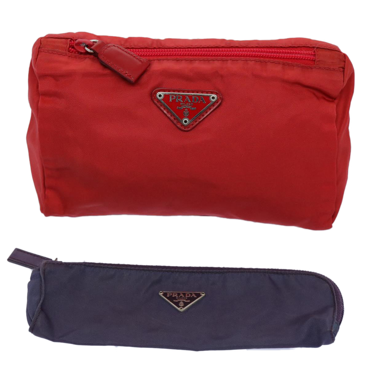 PRADA Pouch Nylon 2Set Red Navy Auth bs10206