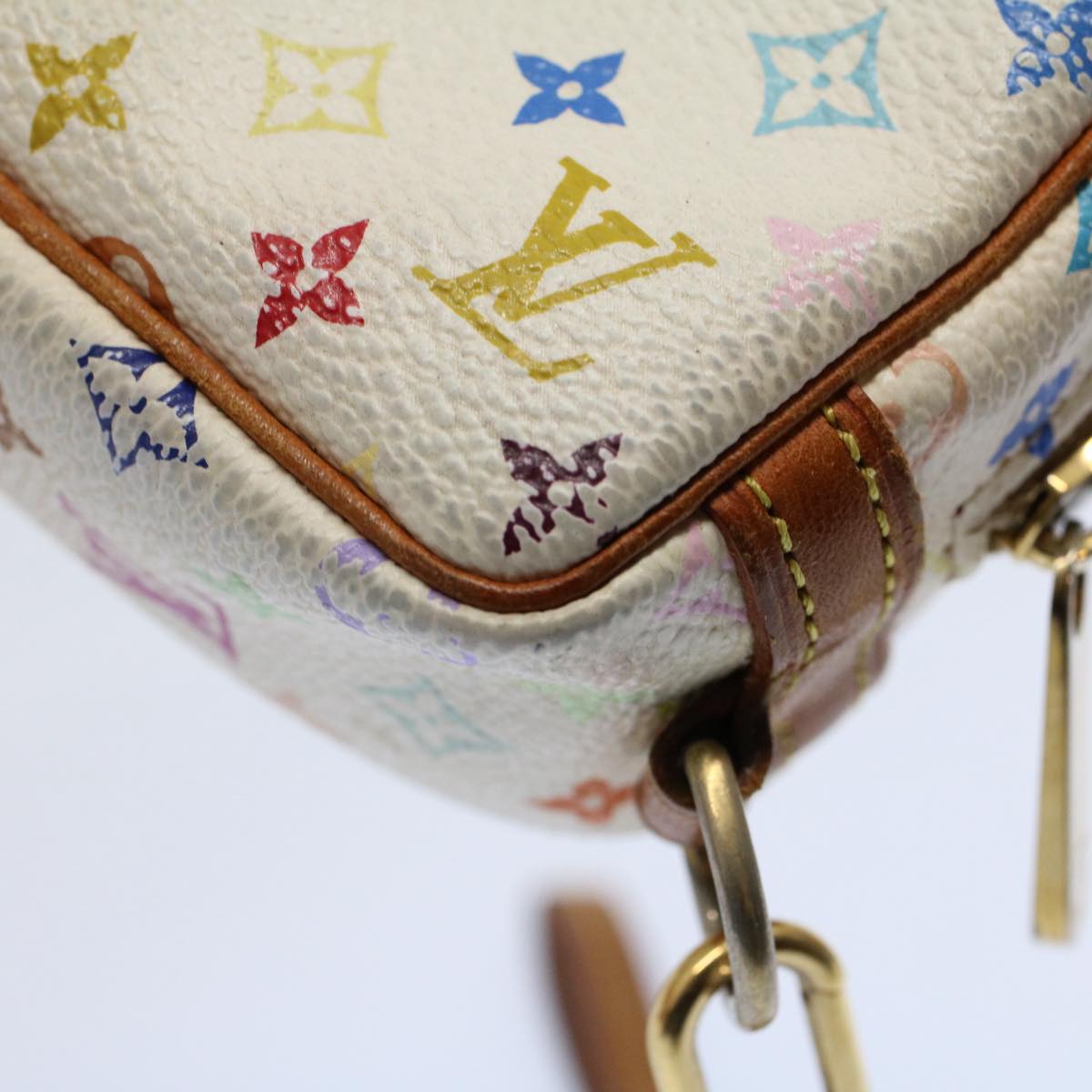 LOUIS VUITTON Monogram Multicolor Trousse Wapity Pouch White M58033 Auth bs10207