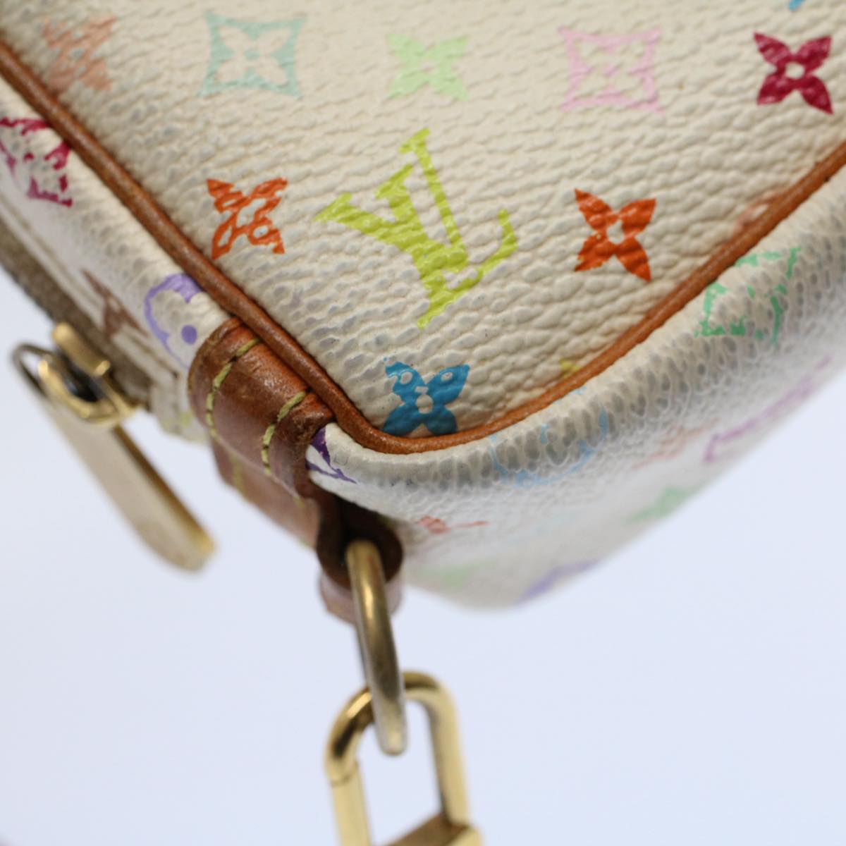 LOUIS VUITTON Monogram Multicolor Trousse Wapity Pouch White M58033 Auth bs10207