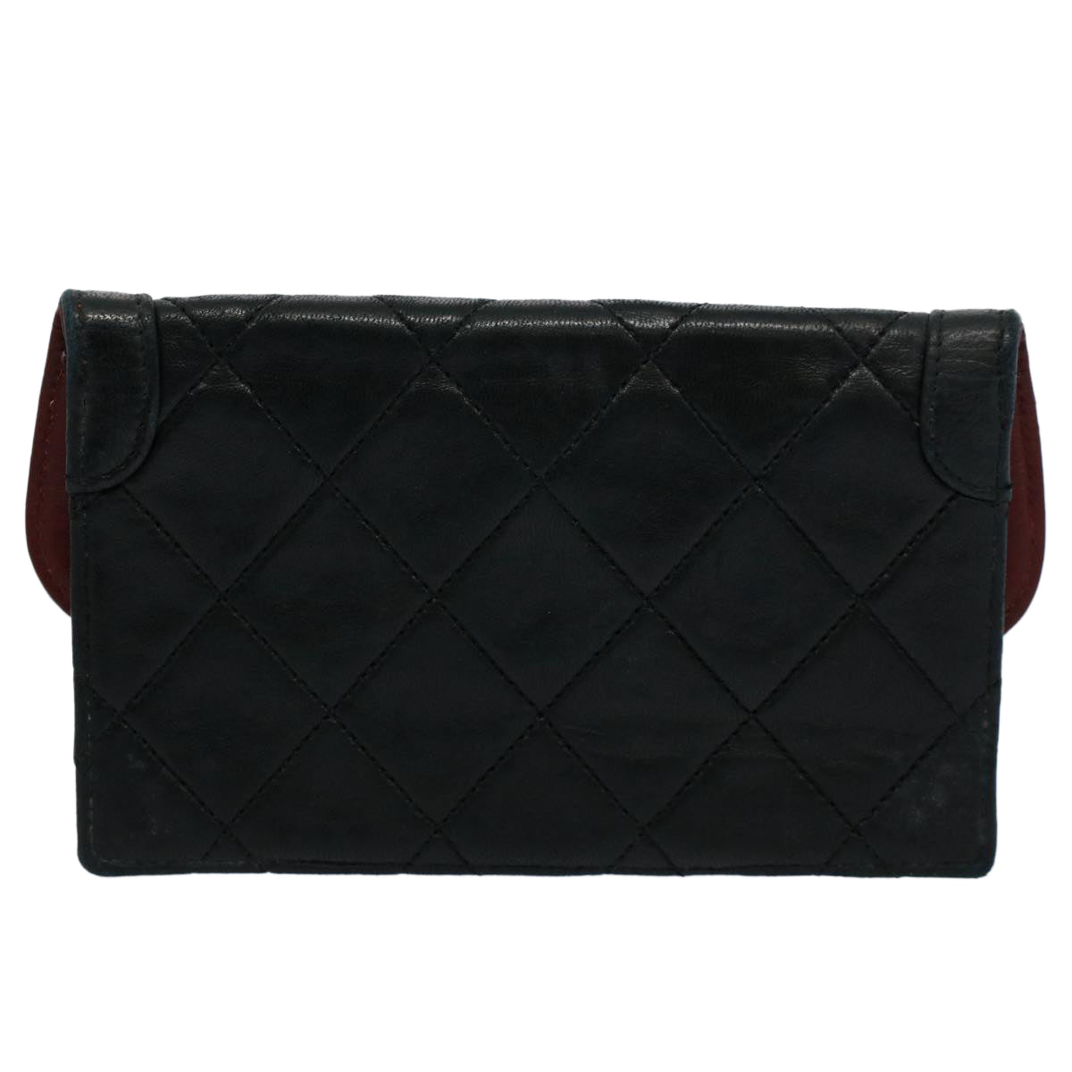 CHANEL Pouch Lamb Skin Black CC Auth bs10210