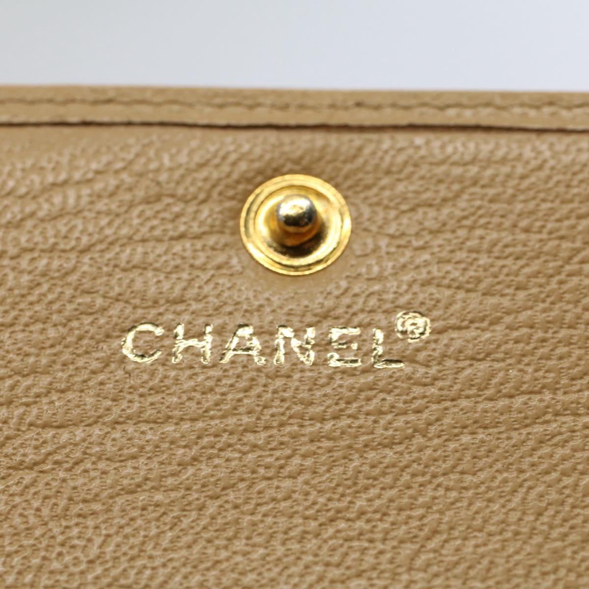 CHANEL Wallet Leather Beige CC Auth bs10213