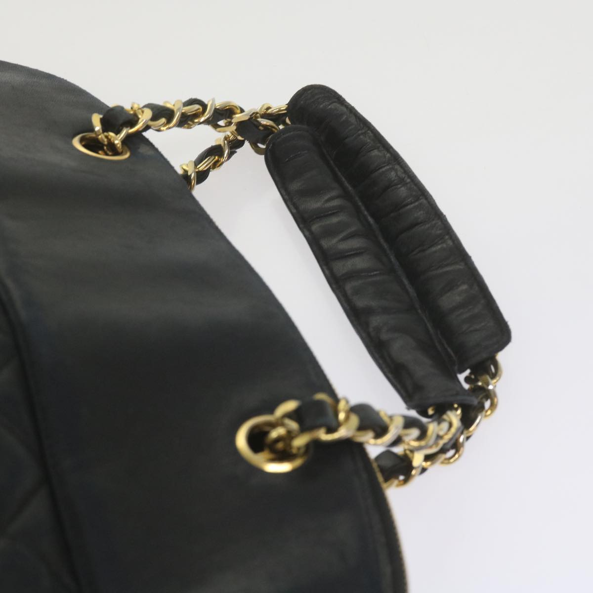 CHANEL Chain Shoulder Bag Lamb Skin Black CC Auth bs10249