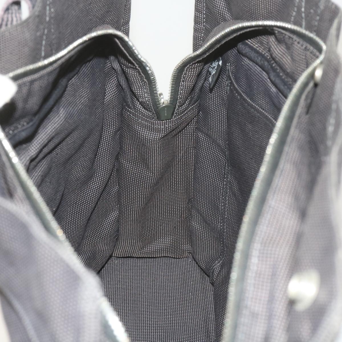 HERMES Her Line Tote Bag Nylon Gray Auth bs10269
