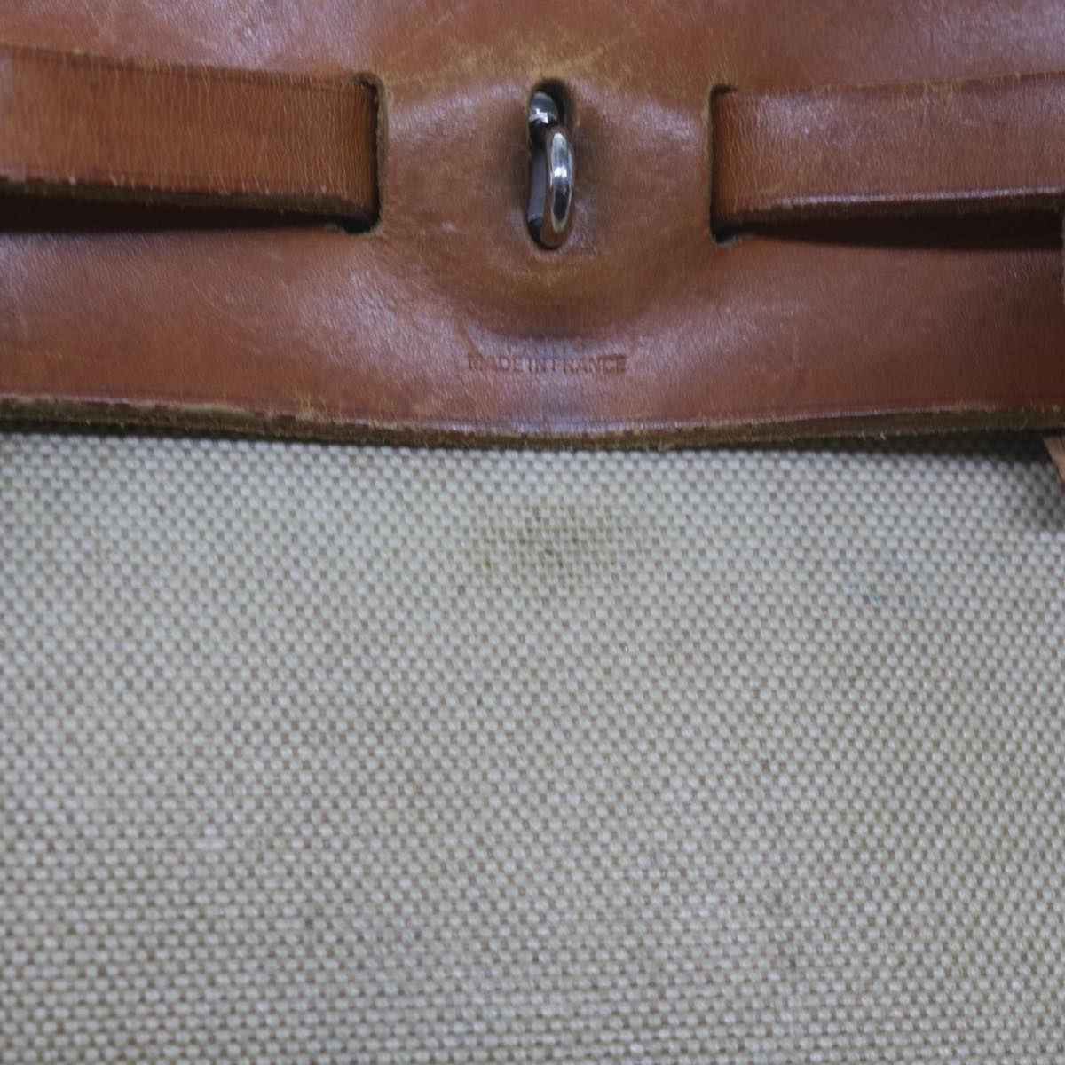 HERMES Her Bag Ad Backpack Coated Canvas Beige Brown Auth bs10291