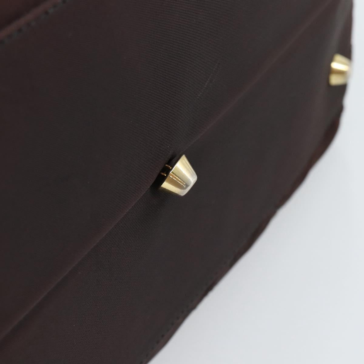 PRADA Chain Boston Bag Nylon Brown Gold Auth bs10311