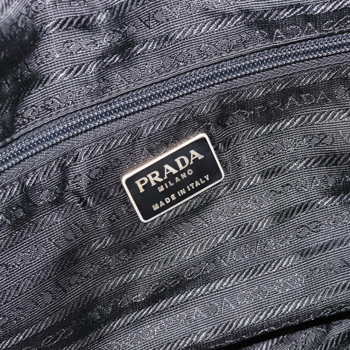 PRADA Chain Boston Bag Nylon Brown Gold Auth bs10311