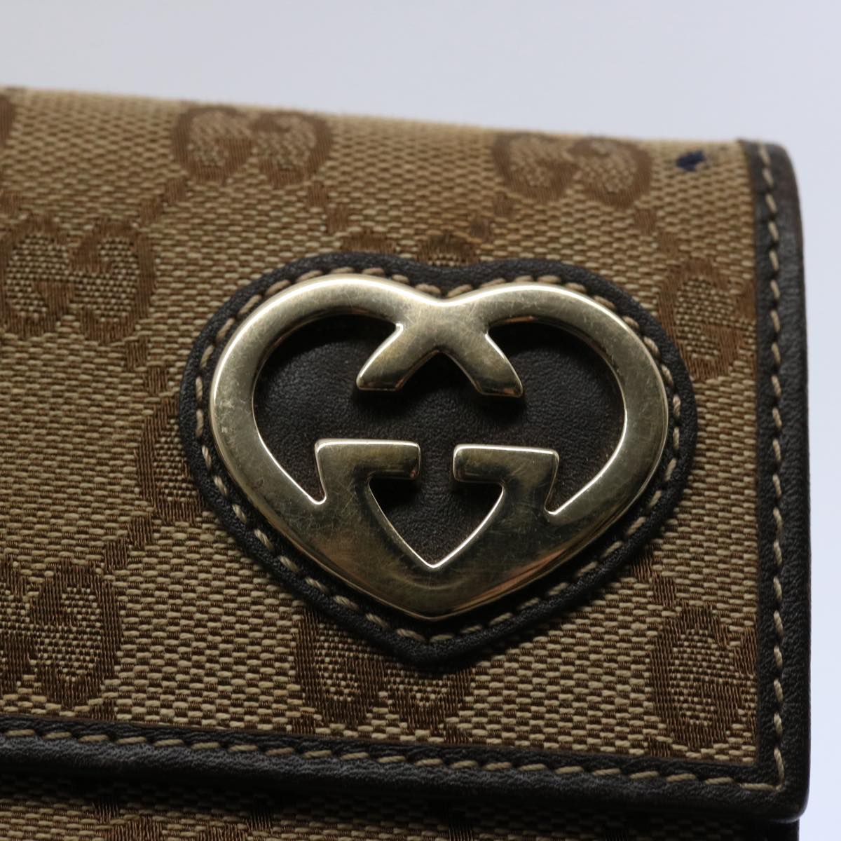 GUCCI GG Canvas Long Wallet Beige 251861 Auth bs10353