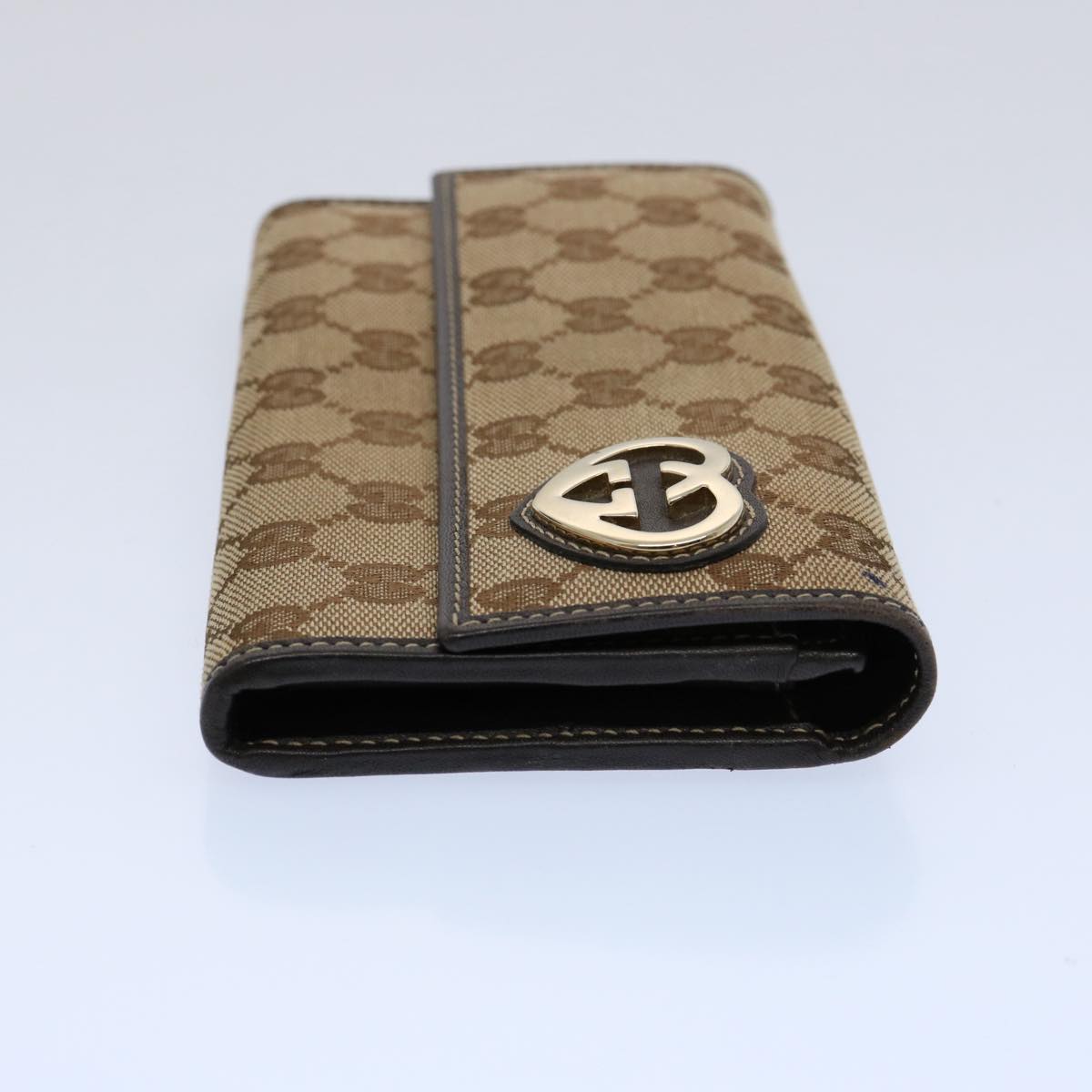 GUCCI GG Canvas Long Wallet Beige 251861 Auth bs10353