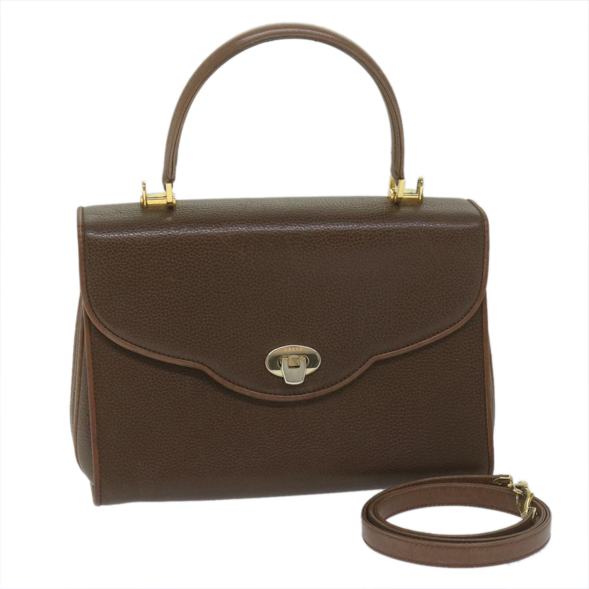 BALLY Hand Bag 2way Brown Auth bs10358