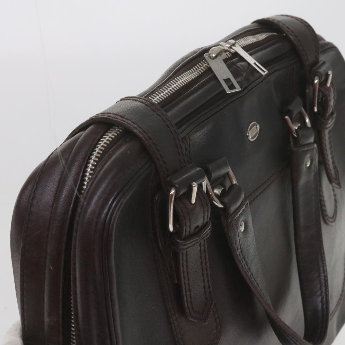 BALENCIAGA Business Bag Leather Brown Auth bs10380