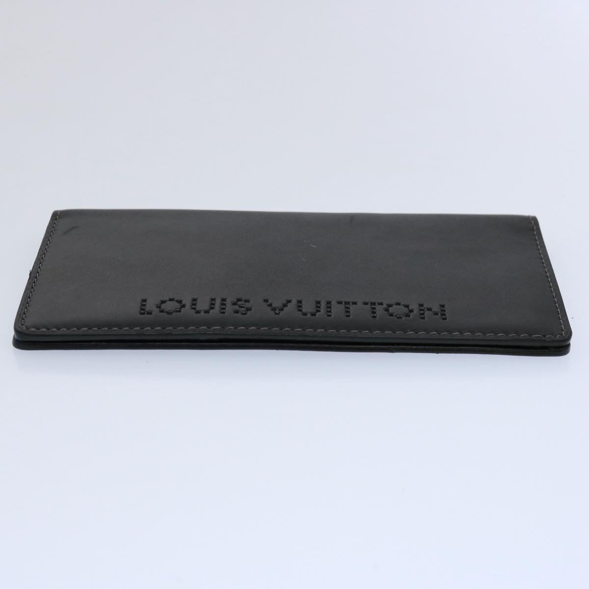 LOUIS VUITTON Chicago Long Wallet Leather Black LV Auth bs10417