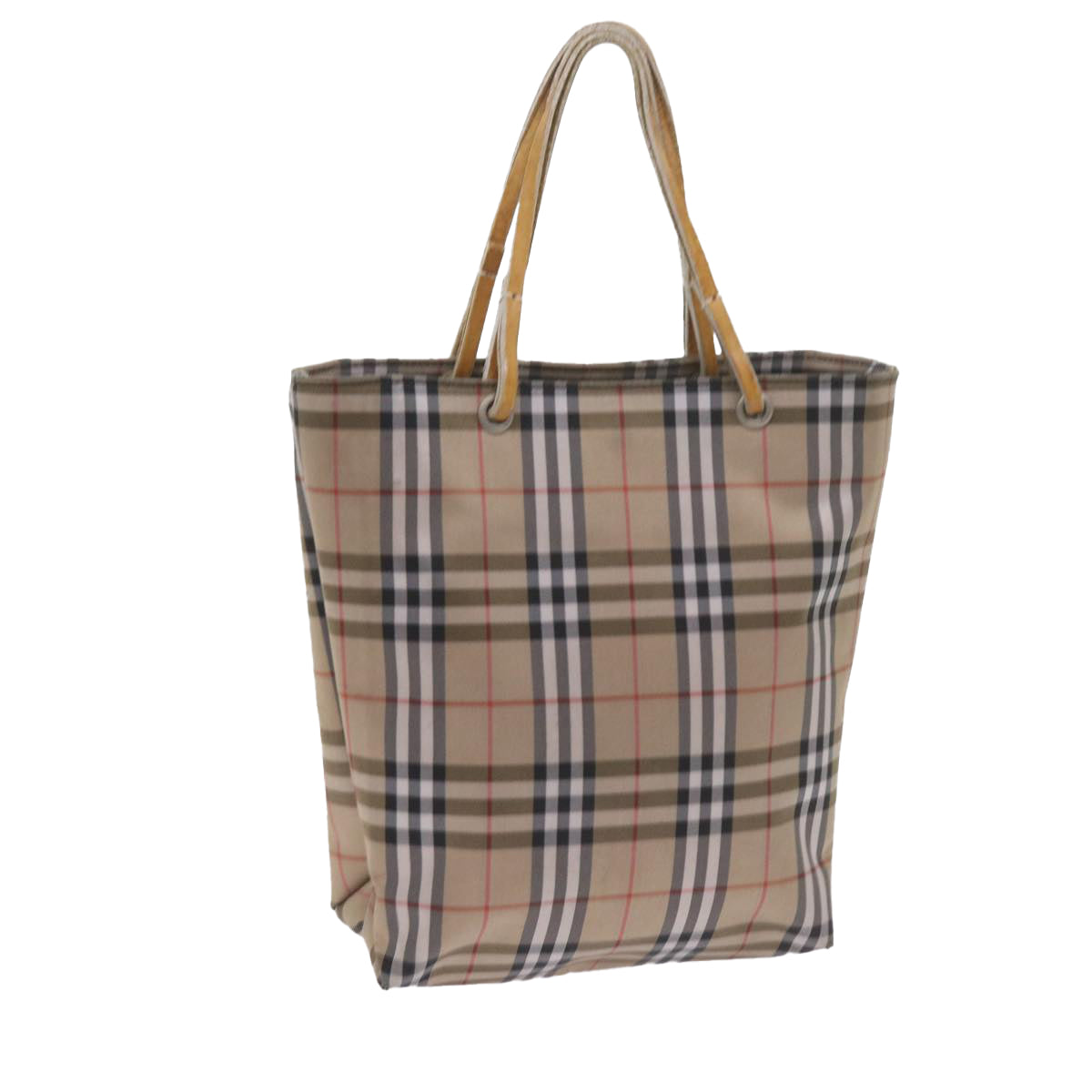 BURBERRY Nova Check Tote Bag Nylon Beige Auth bs10434