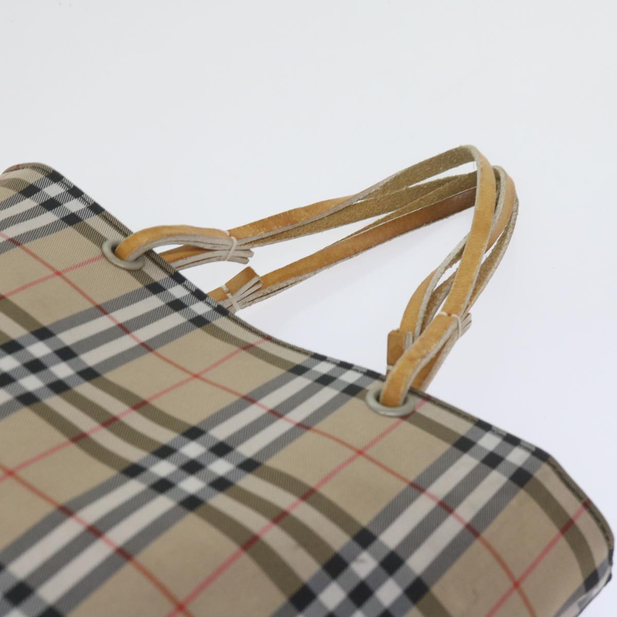 BURBERRY Nova Check Tote Bag Nylon Beige Auth bs10434