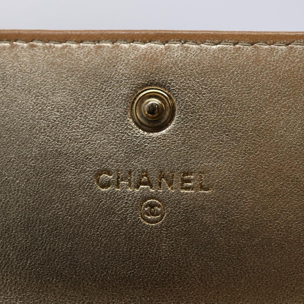 CHANEL Long Wallet Lamb Skin Gold Tone CC Auth bs10438