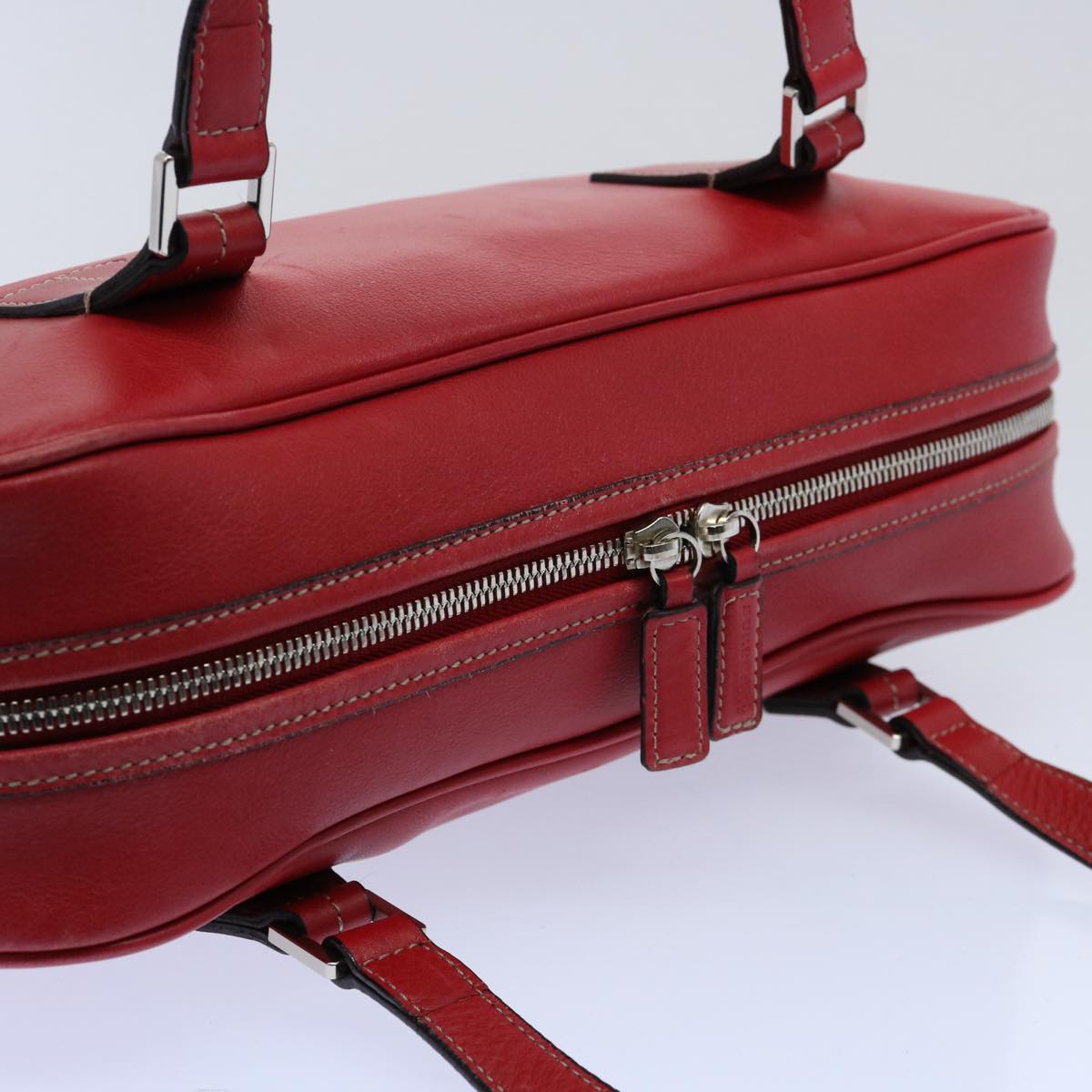 BURBERRY Shoulder Bag Leather Red Auth bs10476