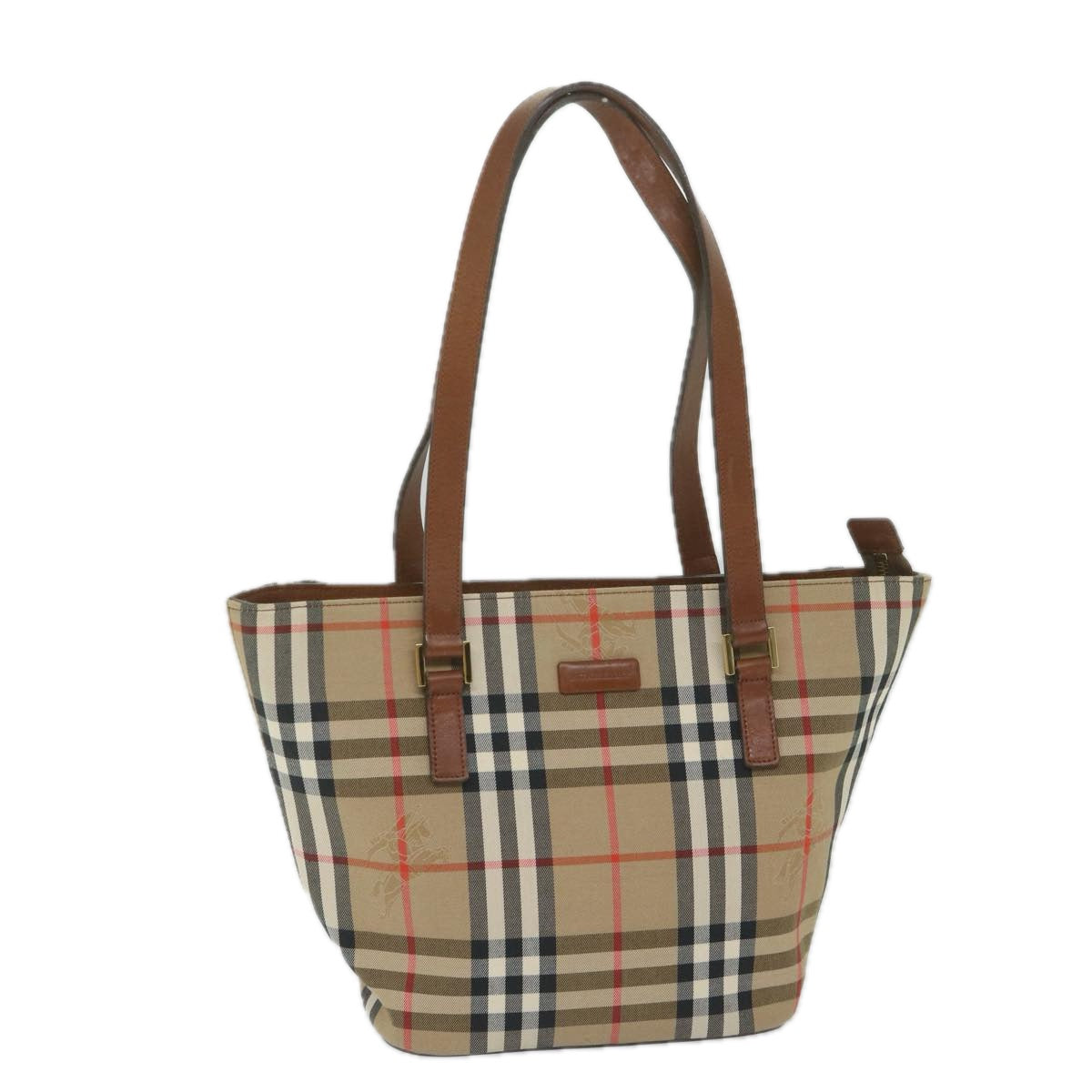 BURBERRY Nova Check Tote Bag Nylon Beige Auth bs10478