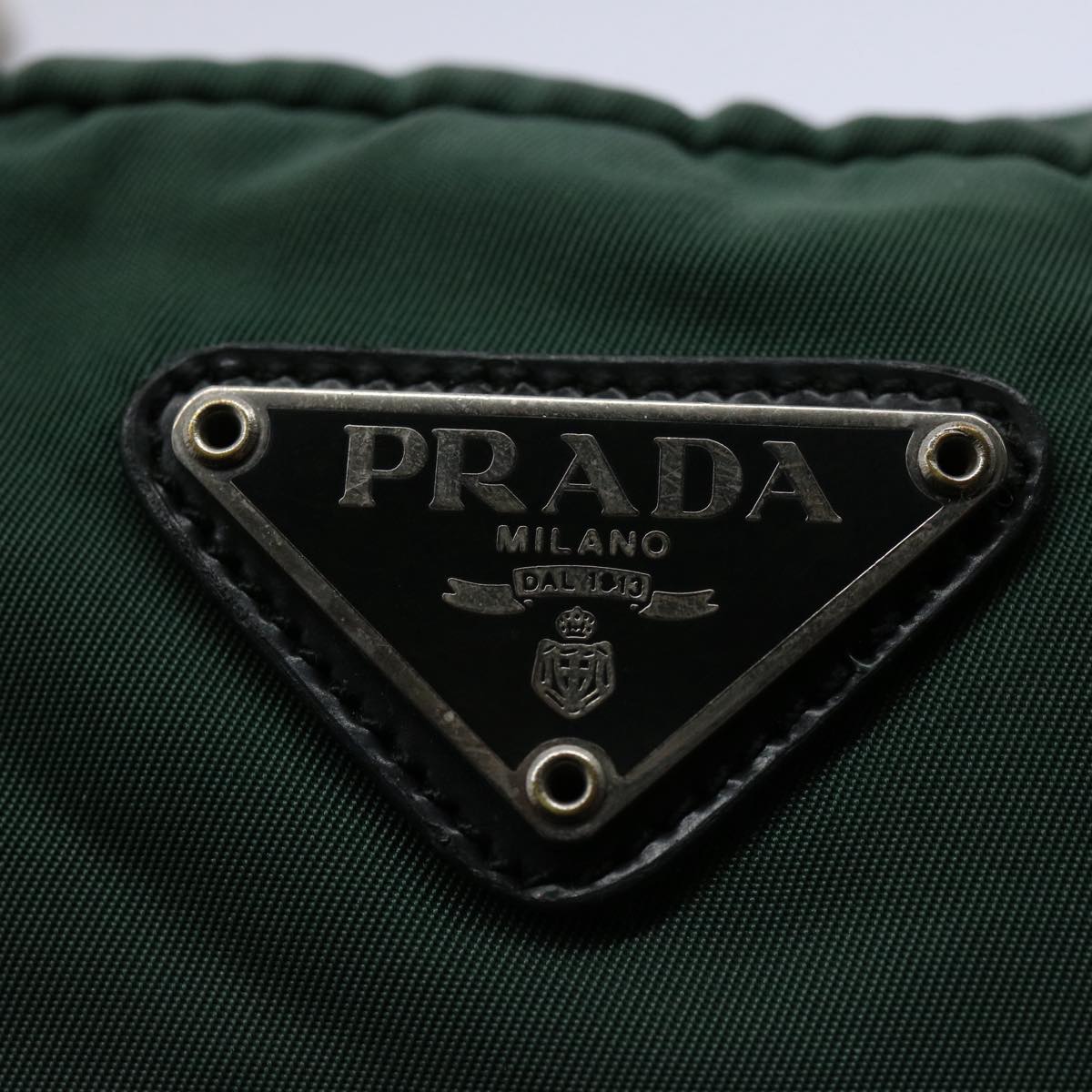 PRADA Pouch Nylon Green Auth bs10523