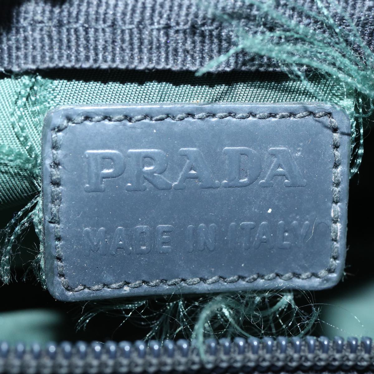 PRADA Pouch Nylon Green Auth bs10523