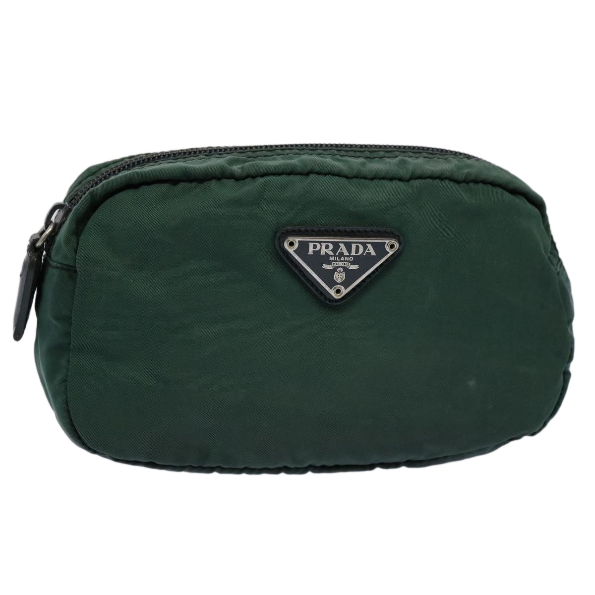 PRADA Pouch Nylon Green Auth bs10523