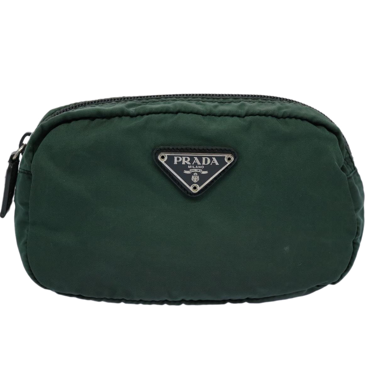 PRADA Pouch Nylon Green Auth bs10523