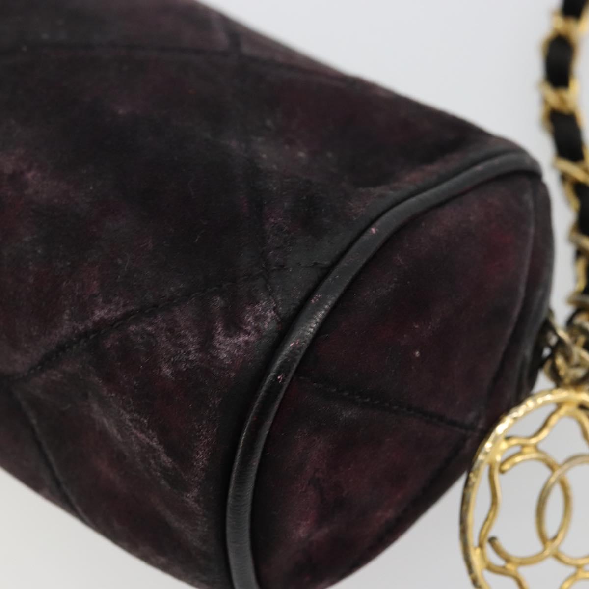 CHANEL Chain Shoulder Bag Suede Purple CC Auth bs10550