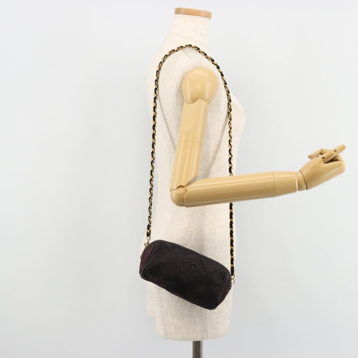 CHANEL Chain Shoulder Bag Suede Purple CC Auth bs10550