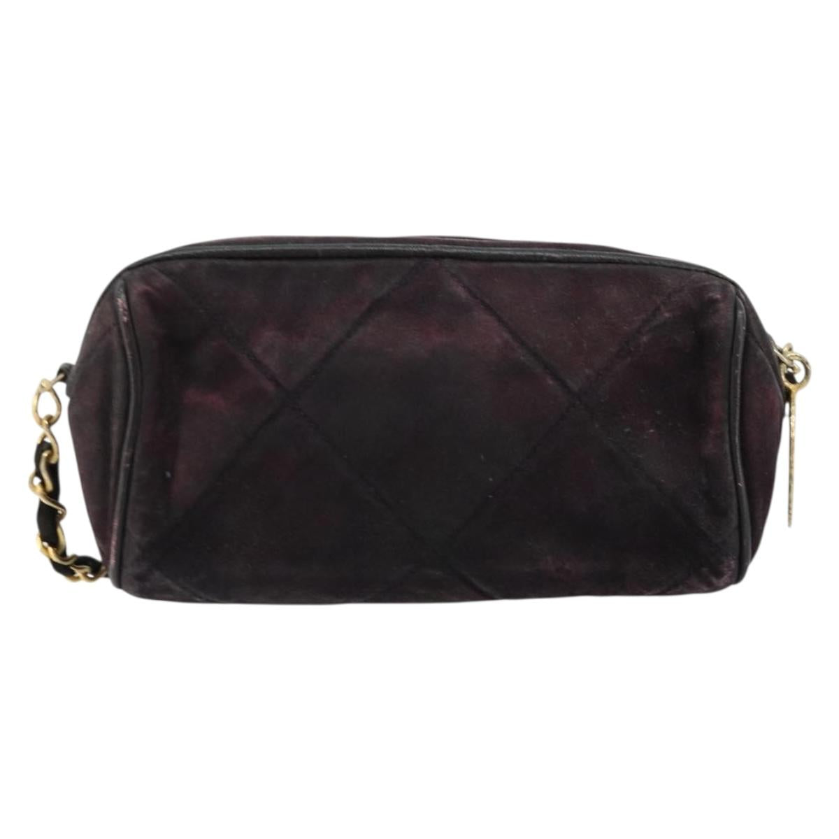 CHANEL Chain Shoulder Bag Suede Purple CC Auth bs10550
