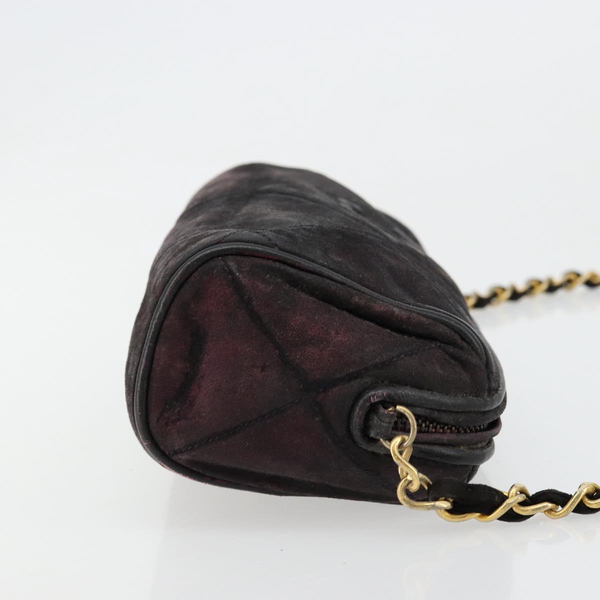CHANEL Chain Shoulder Bag Suede Purple CC Auth bs10550