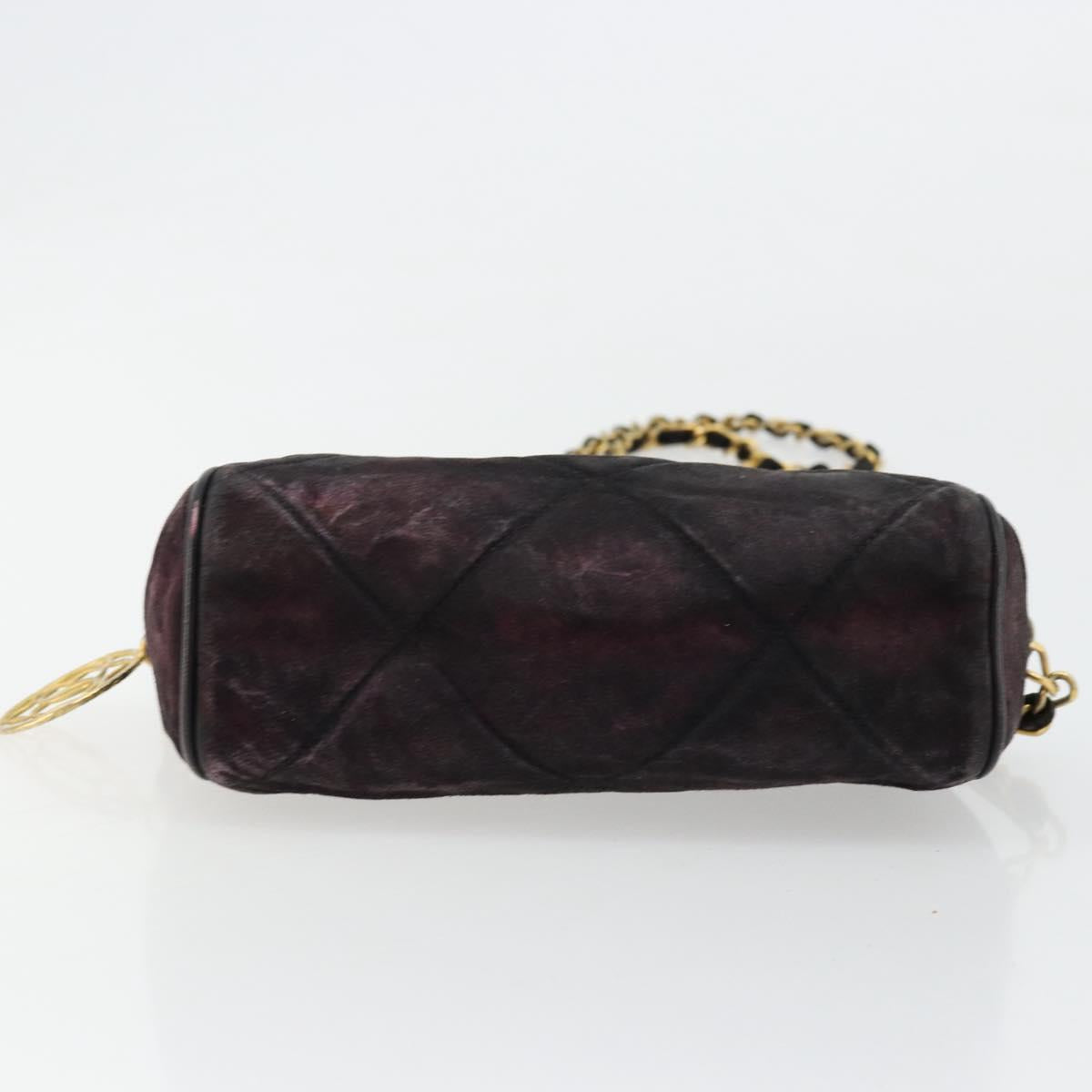 CHANEL Chain Shoulder Bag Suede Purple CC Auth bs10550