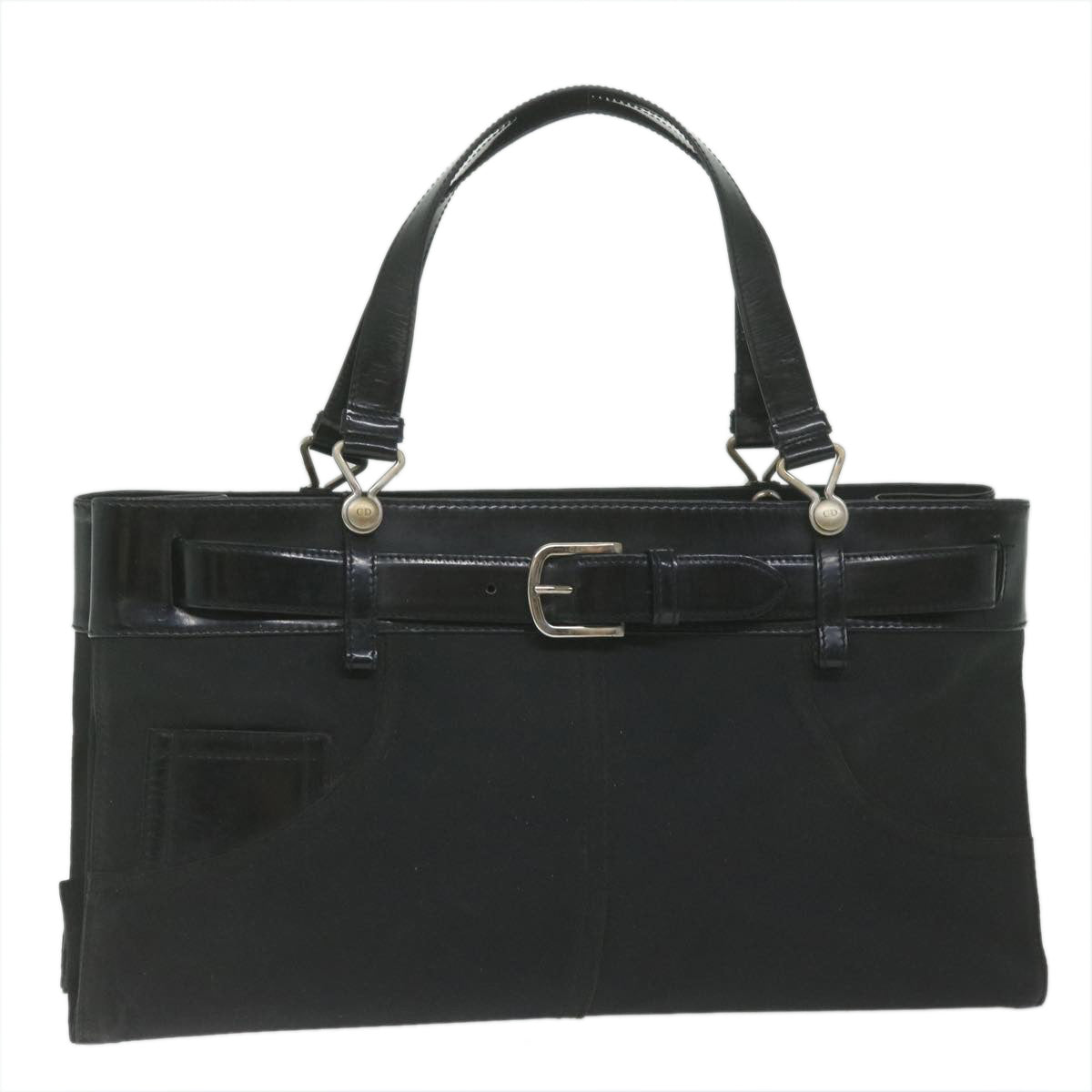 Christian Dior Hand Bag Nylon Black Auth bs10556