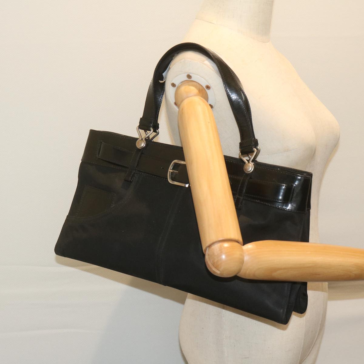 Christian Dior Hand Bag Nylon Black Auth bs10556