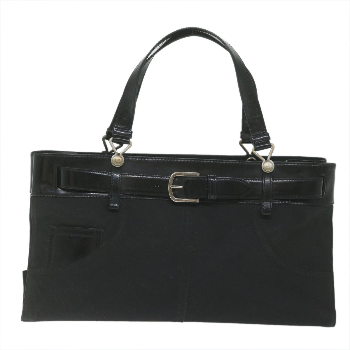 Christian Dior Hand Bag Nylon Black Auth bs10556