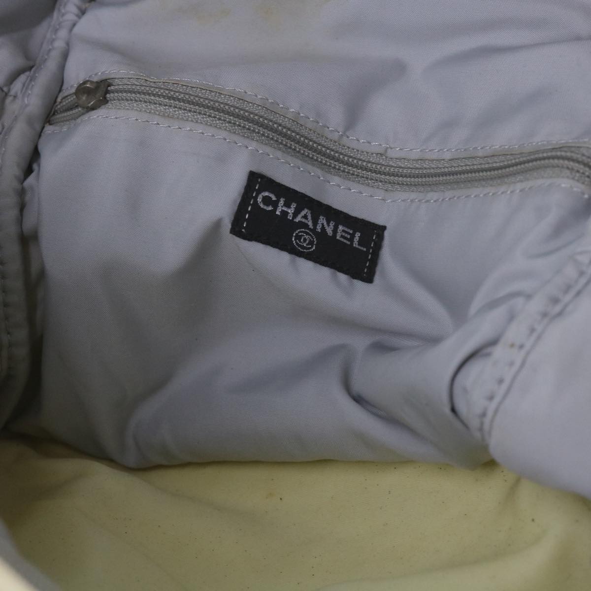 CHANEL Sports Backpack Nylon Beige CC Auth bs10577