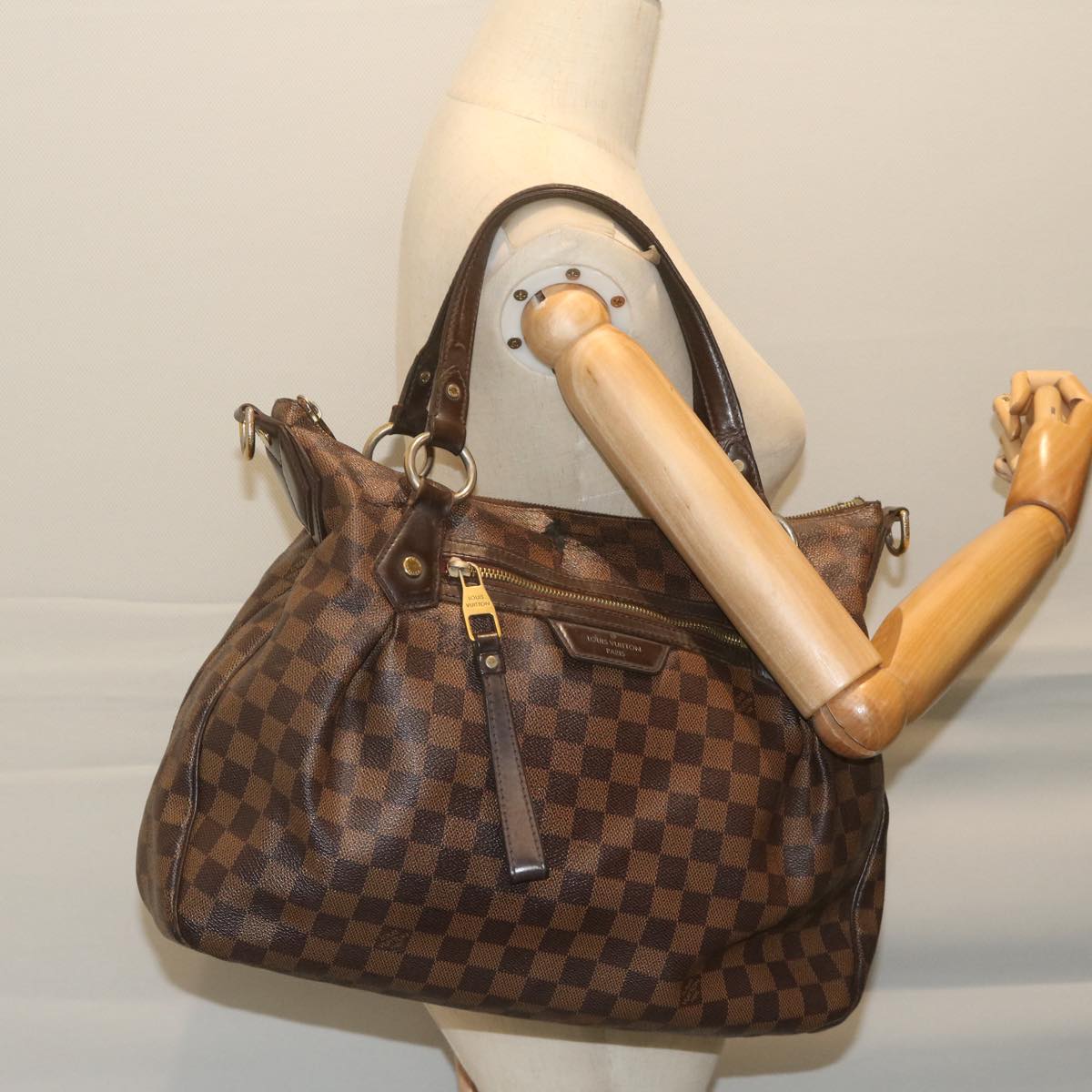 LOUIS VUITTON Damier Ebene Evora MM Tote Bag N41131 LV Auth bs10619